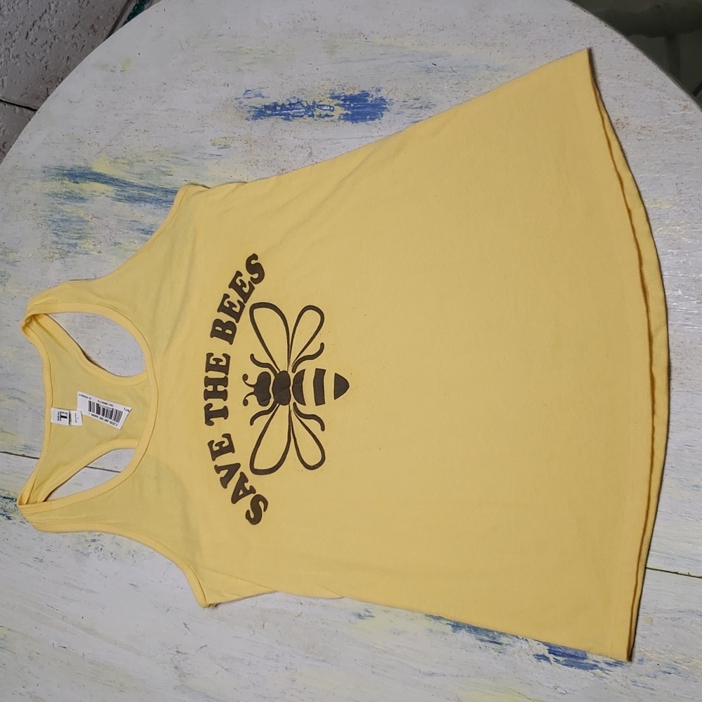 NWT Save the Bees yellow tank Size L Next Level
